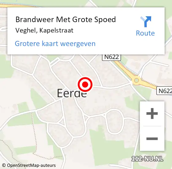 Locatie op kaart van de 112 melding: Brandweer Met Grote Spoed Naar Veghel, Kapelstraat op 6 maart 2023 09:57