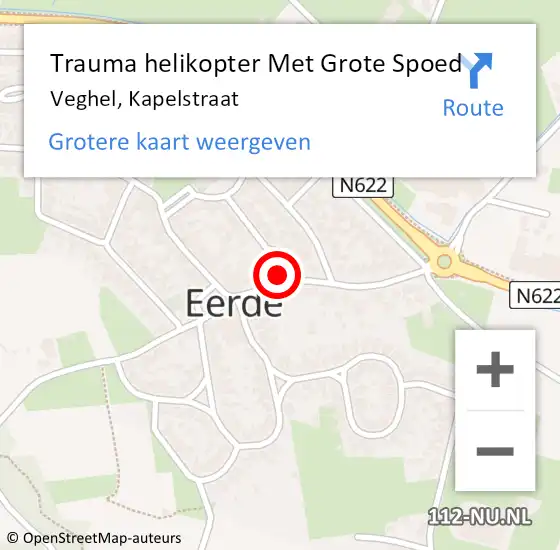 Locatie op kaart van de 112 melding: Trauma helikopter Met Grote Spoed Naar Veghel, Kapelstraat op 6 maart 2023 09:58