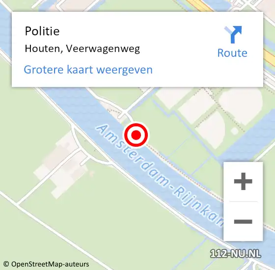 Locatie op kaart van de 112 melding: Politie Houten, Veerwagenweg op 6 maart 2023 10:14