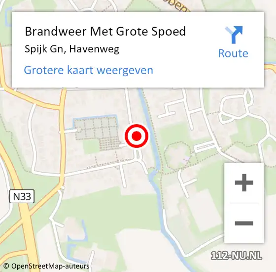 Locatie op kaart van de 112 melding: Brandweer Met Grote Spoed Naar Spijk Gn, Havenweg op 6 maart 2023 10:18