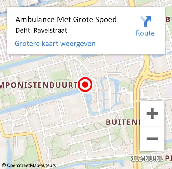 Locatie op kaart van de 112 melding: Ambulance Met Grote Spoed Naar Delft, Ravelstraat op 6 maart 2023 10:21