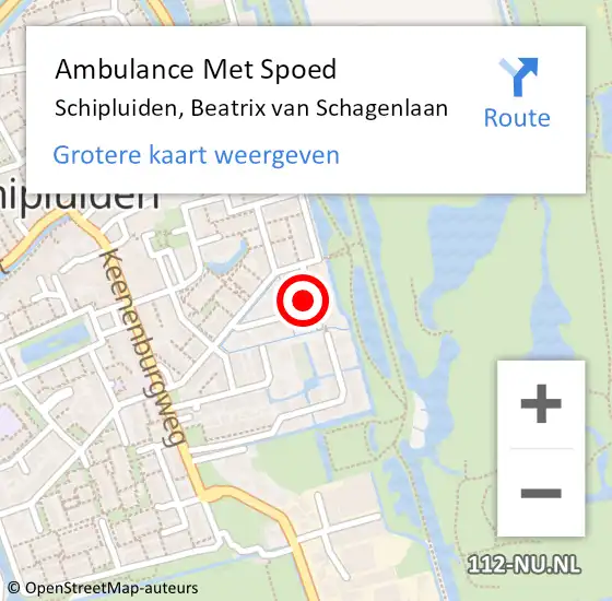 Locatie op kaart van de 112 melding: Ambulance Met Spoed Naar Schipluiden, Beatrix van Schagenlaan op 6 maart 2023 10:21