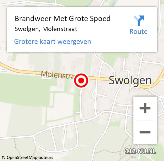 Locatie op kaart van de 112 melding: Brandweer Met Grote Spoed Naar Swolgen, Molenstraat op 6 maart 2023 10:50