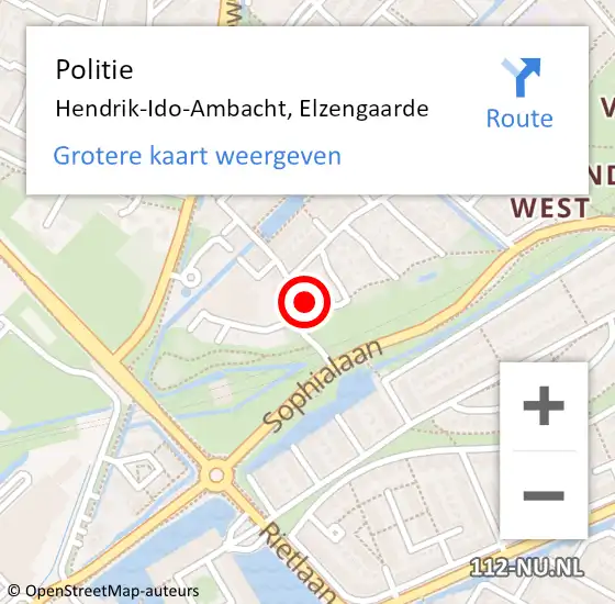 Locatie op kaart van de 112 melding: Politie Hendrik-Ido-Ambacht, Elzengaarde op 6 maart 2023 10:53