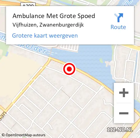 Locatie op kaart van de 112 melding: Ambulance Met Grote Spoed Naar Vijfhuizen, Zwanenburgerdijk op 6 maart 2023 11:13