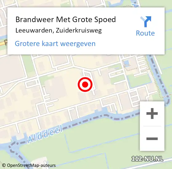 Locatie op kaart van de 112 melding: Brandweer Met Grote Spoed Naar Leeuwarden, Zuiderkruisweg op 6 maart 2023 11:38