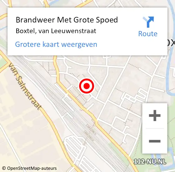 Locatie op kaart van de 112 melding: Brandweer Met Grote Spoed Naar Boxtel, van Leeuwenstraat op 6 maart 2023 11:38