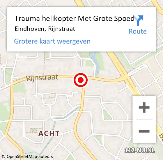 Locatie op kaart van de 112 melding: Trauma helikopter Met Grote Spoed Naar Eindhoven, Rijnstraat op 6 maart 2023 12:04