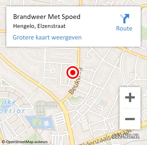 Locatie op kaart van de 112 melding: Brandweer Met Spoed Naar Hengelo, Elzenstraat op 6 maart 2023 12:05