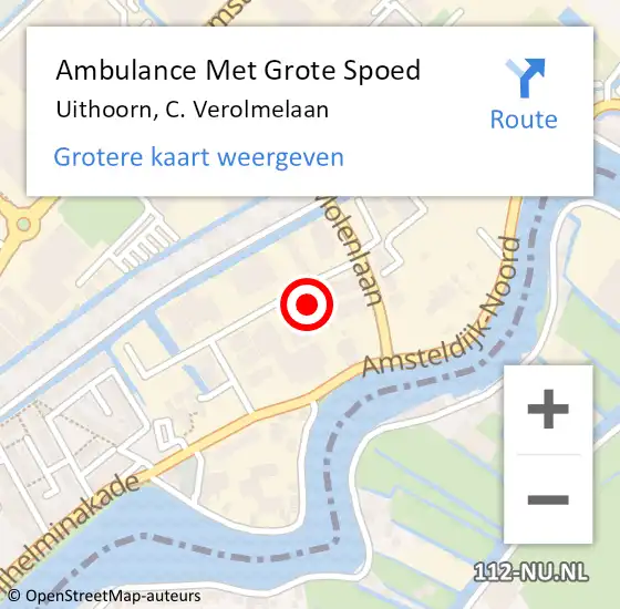 Locatie op kaart van de 112 melding: Ambulance Met Grote Spoed Naar Uithoorn, C. Verolmelaan op 6 maart 2023 12:19