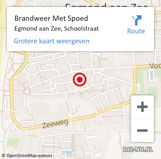 Locatie op kaart van de 112 melding: Brandweer Met Spoed Naar Egmond aan Zee, Schoolstraat op 6 maart 2023 12:20