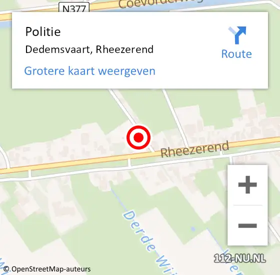 Locatie op kaart van de 112 melding: Politie Dedemsvaart, Rheezerend op 6 maart 2023 12:32