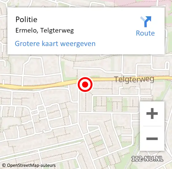 Locatie op kaart van de 112 melding: Politie Ermelo, Telgterweg op 6 maart 2023 12:36