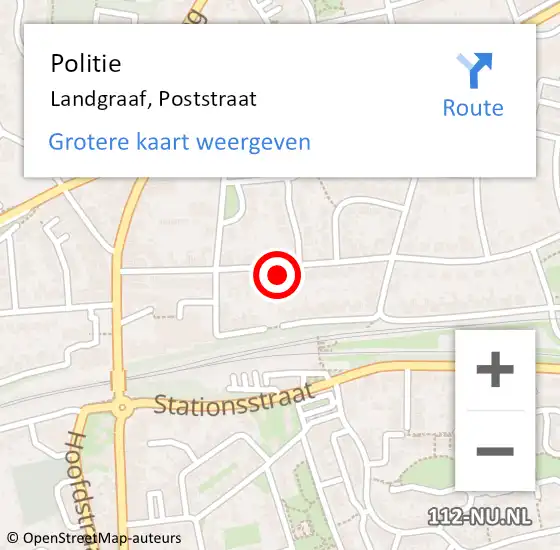 Locatie op kaart van de 112 melding: Politie Landgraaf, Poststraat op 6 maart 2023 12:45