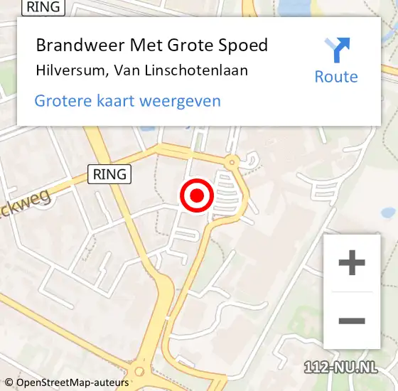 Locatie op kaart van de 112 melding: Brandweer Met Grote Spoed Naar Hilversum, Van Linschotenlaan op 6 maart 2023 12:53