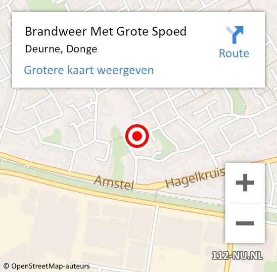 Locatie op kaart van de 112 melding: Brandweer Met Grote Spoed Naar Deurne, Donge op 6 maart 2023 13:35