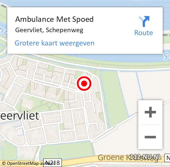 Locatie op kaart van de 112 melding: Ambulance Met Spoed Naar Geervliet, Schepenweg op 6 maart 2023 14:07