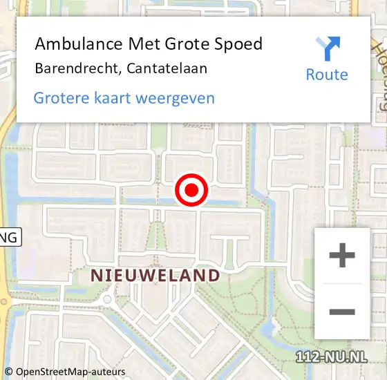 Locatie op kaart van de 112 melding: Ambulance Met Grote Spoed Naar Barendrecht, Cantatelaan op 6 maart 2023 14:09