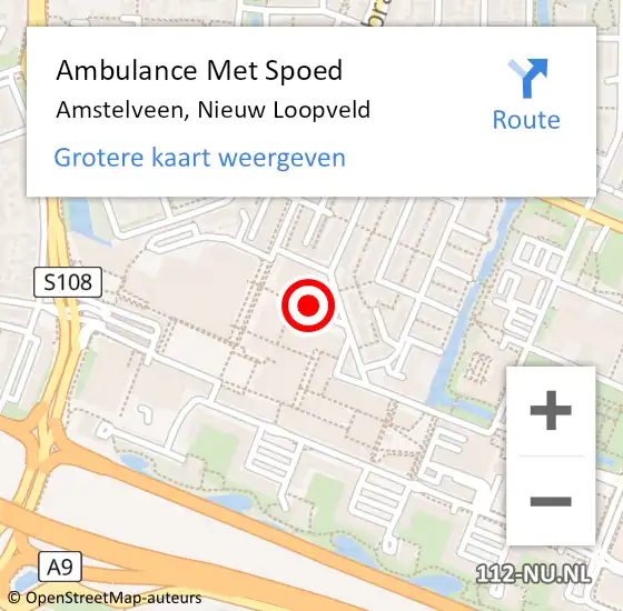 Locatie op kaart van de 112 melding: Ambulance Met Spoed Naar Amstelveen, Nieuw Loopveld op 6 maart 2023 14:41