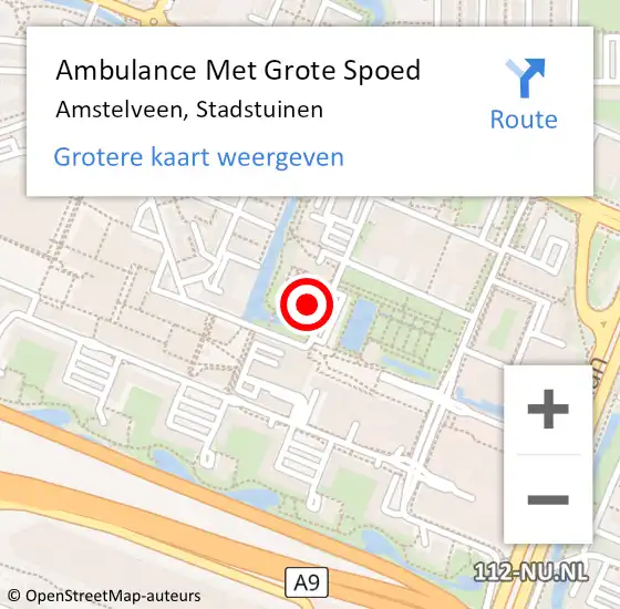 Locatie op kaart van de 112 melding: Ambulance Met Grote Spoed Naar Amstelveen, Stadstuinen op 6 maart 2023 14:47