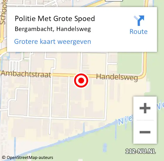 Locatie op kaart van de 112 melding: Politie Met Grote Spoed Naar Bergambacht, Handelsweg op 6 maart 2023 14:55