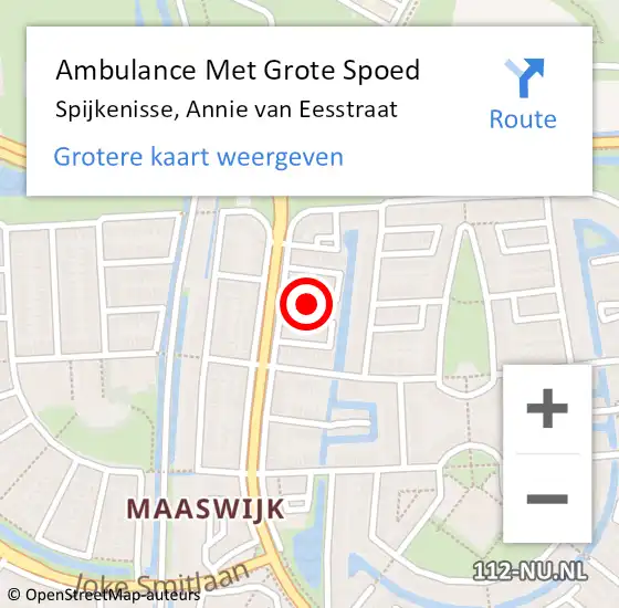 Locatie op kaart van de 112 melding: Ambulance Met Grote Spoed Naar Spijkenisse, Annie van Eesstraat op 6 maart 2023 14:57
