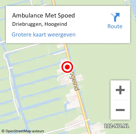 Locatie op kaart van de 112 melding: Ambulance Met Spoed Naar Driebruggen, Hoogeind op 6 maart 2023 15:36