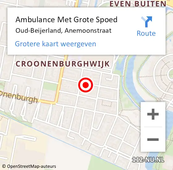 Locatie op kaart van de 112 melding: Ambulance Met Grote Spoed Naar Oud-Beijerland, Anemoonstraat op 6 maart 2023 16:13