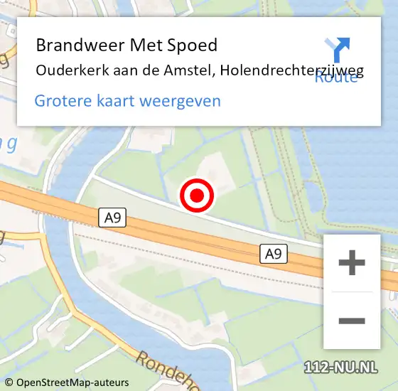 Locatie op kaart van de 112 melding: Brandweer Met Spoed Naar Ouderkerk aan de Amstel, Holendrechterzijweg op 6 maart 2023 16:25