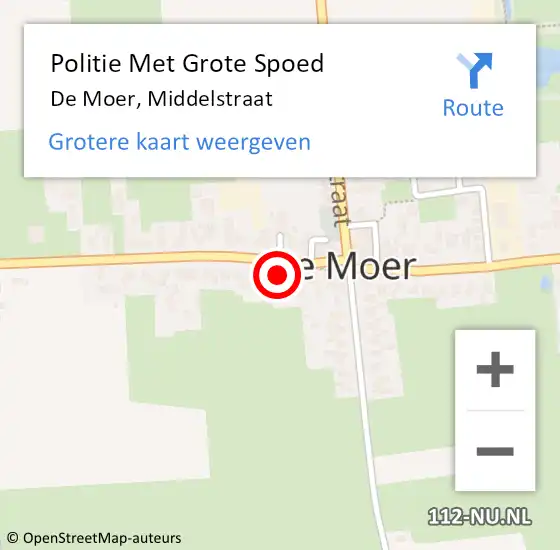 Locatie op kaart van de 112 melding: Politie Met Grote Spoed Naar De Moer, Middelstraat op 6 maart 2023 16:39