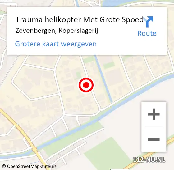 Locatie op kaart van de 112 melding: Trauma helikopter Met Grote Spoed Naar Zevenbergen, Koperslagerij op 6 maart 2023 16:51