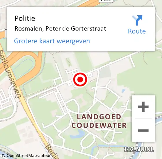 Locatie op kaart van de 112 melding: Politie Rosmalen, Peter de Gorterstraat op 6 maart 2023 17:07