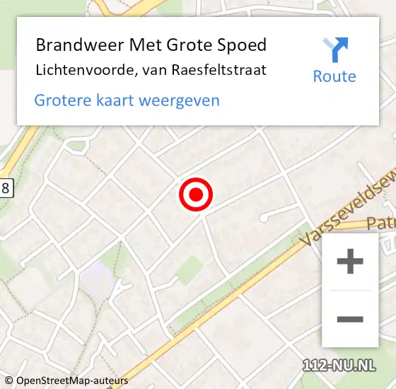 Locatie op kaart van de 112 melding: Brandweer Met Grote Spoed Naar Lichtenvoorde, van Raesfeltstraat op 6 maart 2023 17:20