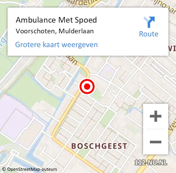 Locatie op kaart van de 112 melding: Ambulance Met Spoed Naar Voorschoten, Mulderlaan op 6 maart 2023 17:25