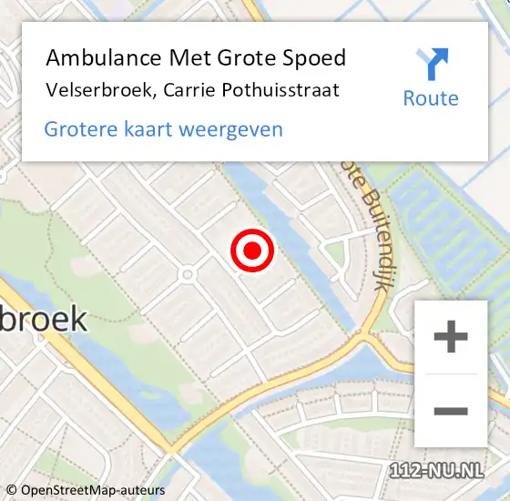 Locatie op kaart van de 112 melding: Ambulance Met Grote Spoed Naar Velserbroek, Carrie Pothuisstraat op 6 maart 2023 17:36