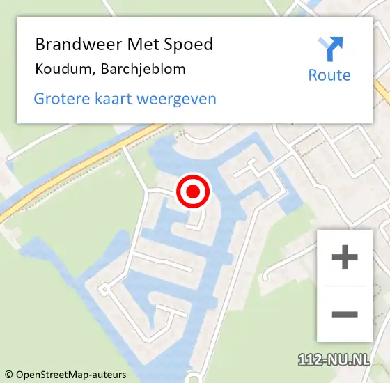 Locatie op kaart van de 112 melding: Brandweer Met Spoed Naar Koudum, Barchjeblom op 6 maart 2023 17:39