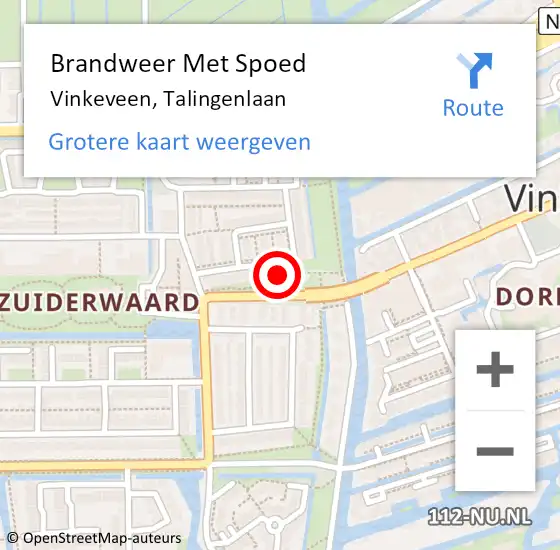 Locatie op kaart van de 112 melding: Brandweer Met Spoed Naar Vinkeveen, Talingenlaan op 6 maart 2023 17:40