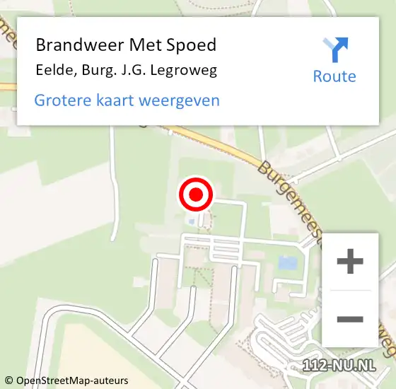 Locatie op kaart van de 112 melding: Brandweer Met Spoed Naar Eelde, Burg. J.G. Legroweg op 6 maart 2023 19:02