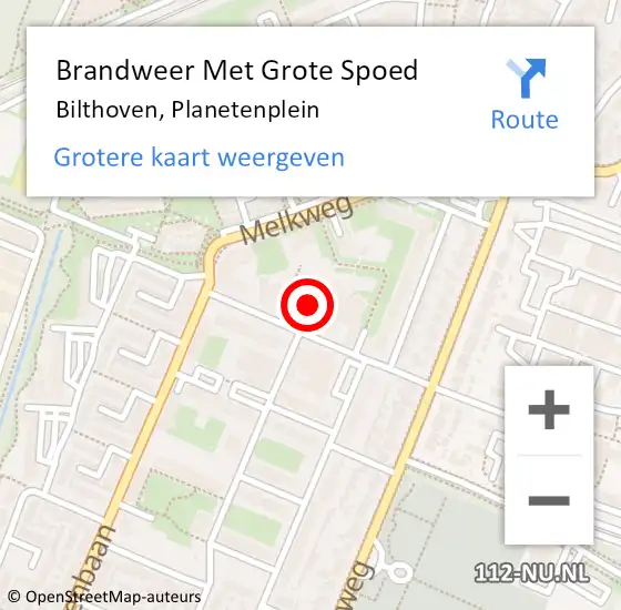 Locatie op kaart van de 112 melding: Brandweer Met Grote Spoed Naar Bilthoven, Planetenplein op 6 maart 2023 19:04