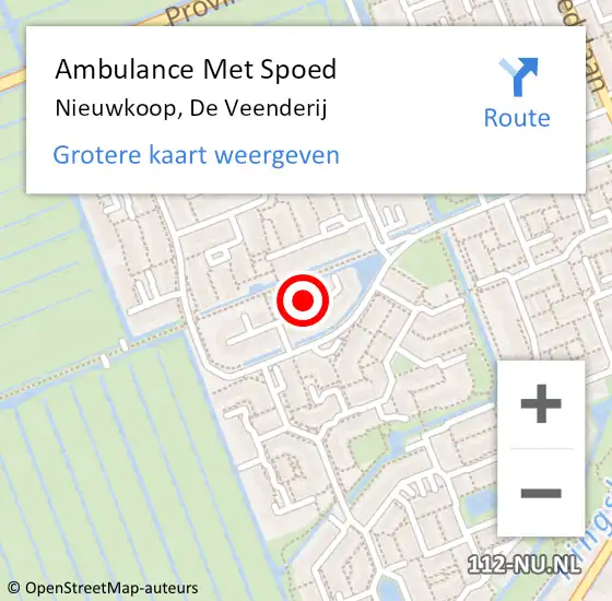 Locatie op kaart van de 112 melding: Ambulance Met Spoed Naar Nieuwkoop, De Veenderij op 6 maart 2023 19:07