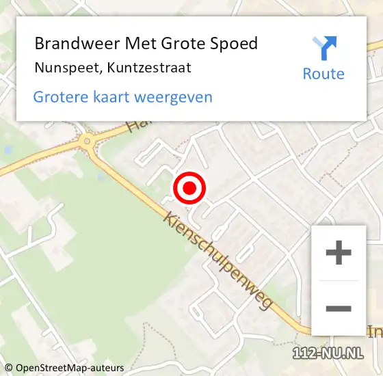 Locatie op kaart van de 112 melding: Brandweer Met Grote Spoed Naar Nunspeet, Kuntzestraat op 6 maart 2023 19:49