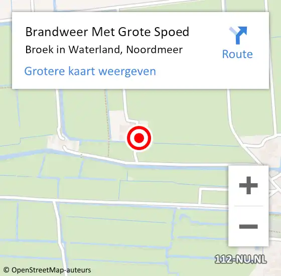 Locatie op kaart van de 112 melding: Brandweer Met Grote Spoed Naar Broek in Waterland, Noordmeer op 6 maart 2023 20:13