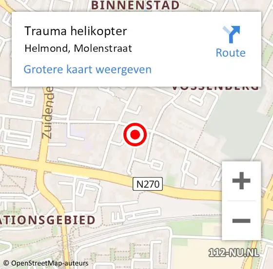 Locatie op kaart van de 112 melding: Trauma helikopter Helmond, Molenstraat op 6 maart 2023 20:18