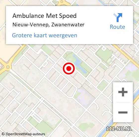 Locatie op kaart van de 112 melding: Ambulance Met Spoed Naar Nieuw-Vennep, Zwanenwater op 6 maart 2023 20:19