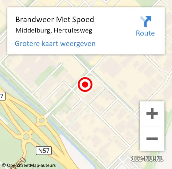 Locatie op kaart van de 112 melding: Brandweer Met Spoed Naar Middelburg, Herculesweg op 6 maart 2023 20:29