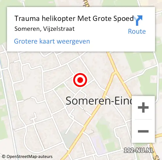 Locatie op kaart van de 112 melding: Trauma helikopter Met Grote Spoed Naar Someren, Vijzelstraat op 6 maart 2023 20:37