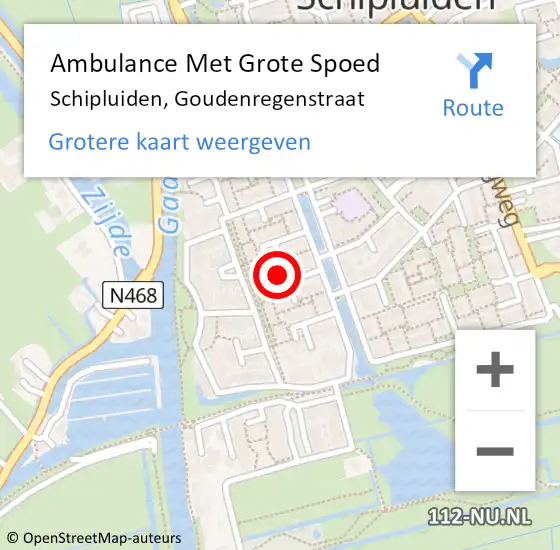 Locatie op kaart van de 112 melding: Ambulance Met Grote Spoed Naar Schipluiden, Goudenregenstraat op 6 maart 2023 20:48