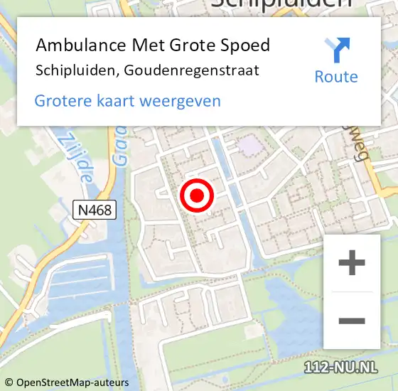 Locatie op kaart van de 112 melding: Ambulance Met Grote Spoed Naar Schipluiden, Goudenregenstraat op 6 maart 2023 20:50