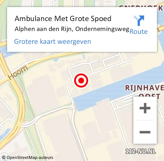 Locatie op kaart van de 112 melding: Ambulance Met Grote Spoed Naar Alphen aan den Rijn, Ondernemingsweg op 6 maart 2023 20:57