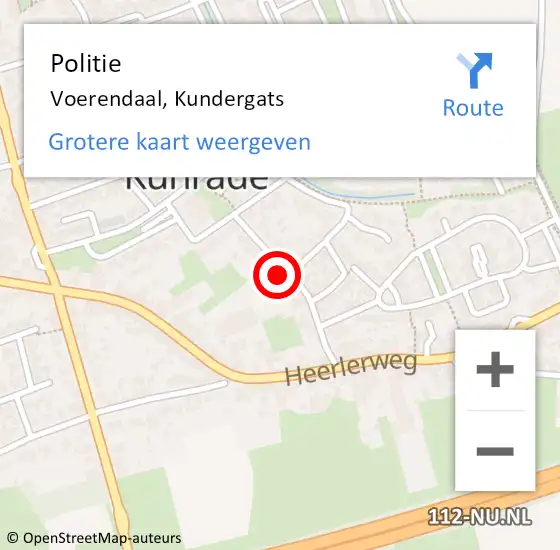 Locatie op kaart van de 112 melding: Politie Voerendaal, Kundergats op 6 maart 2023 21:12